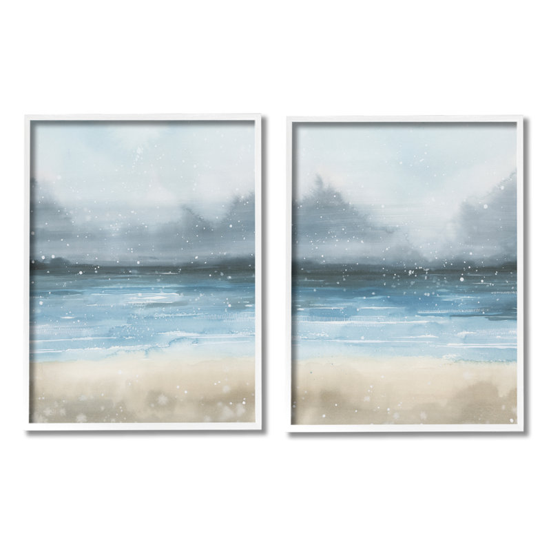 «Stormy Coastal Ocean Waves» par Grace Popp, ensemble de 2 peintures sur bois, H 14 po x l 22 po x P 1,5 po