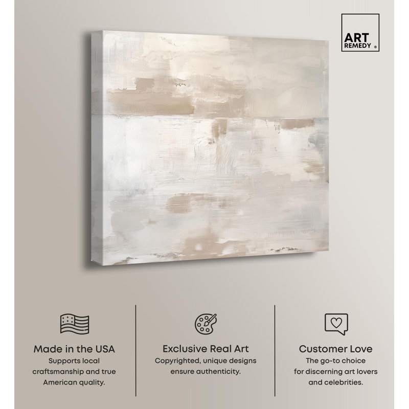 Arid Hues Beige and White Abstract Canvas Art, 20" x 20"