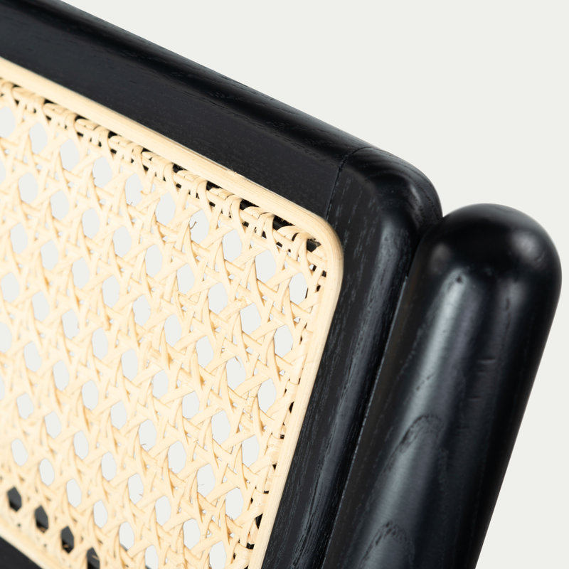 Shaylie Upholstered Seat Folding Dining Chair, Black/Natural