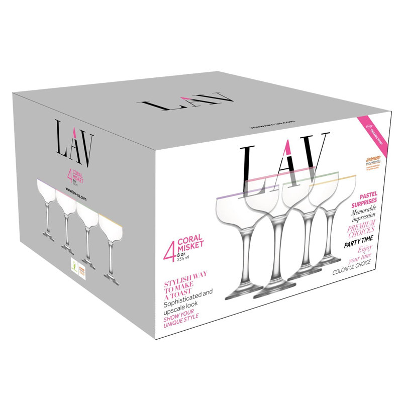 Verres à cocktail à rebords multicolores LAV Misket, 8 oz