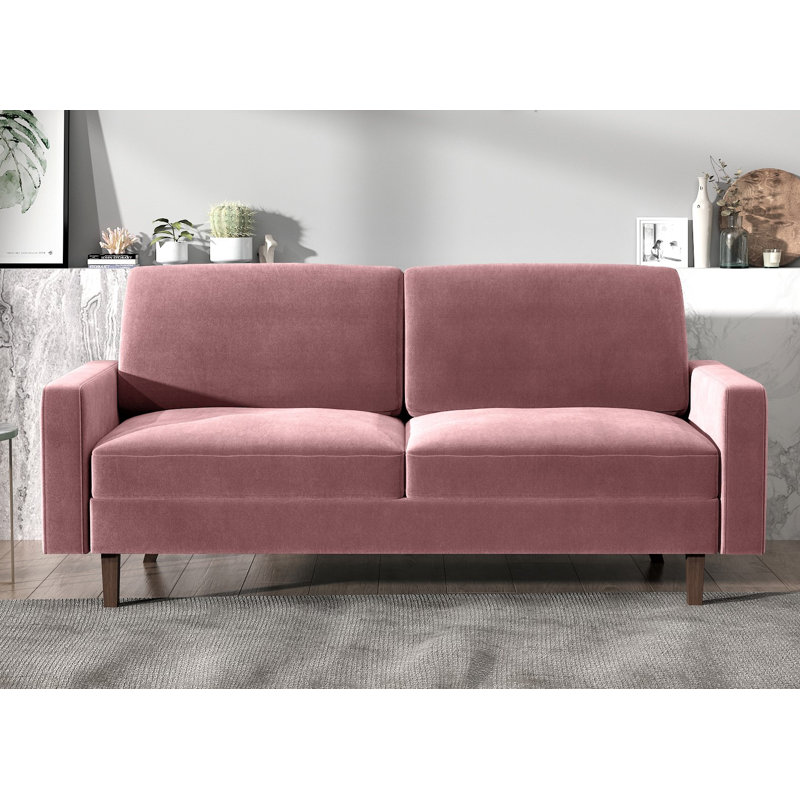 Kathi 69.7" Velvet Square Arm Sofa, Rose