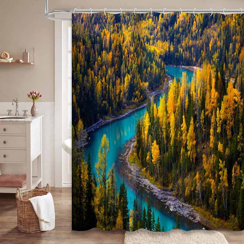 Rideau de douche coloré avec 12 crochets, L 72 po x l 72 po