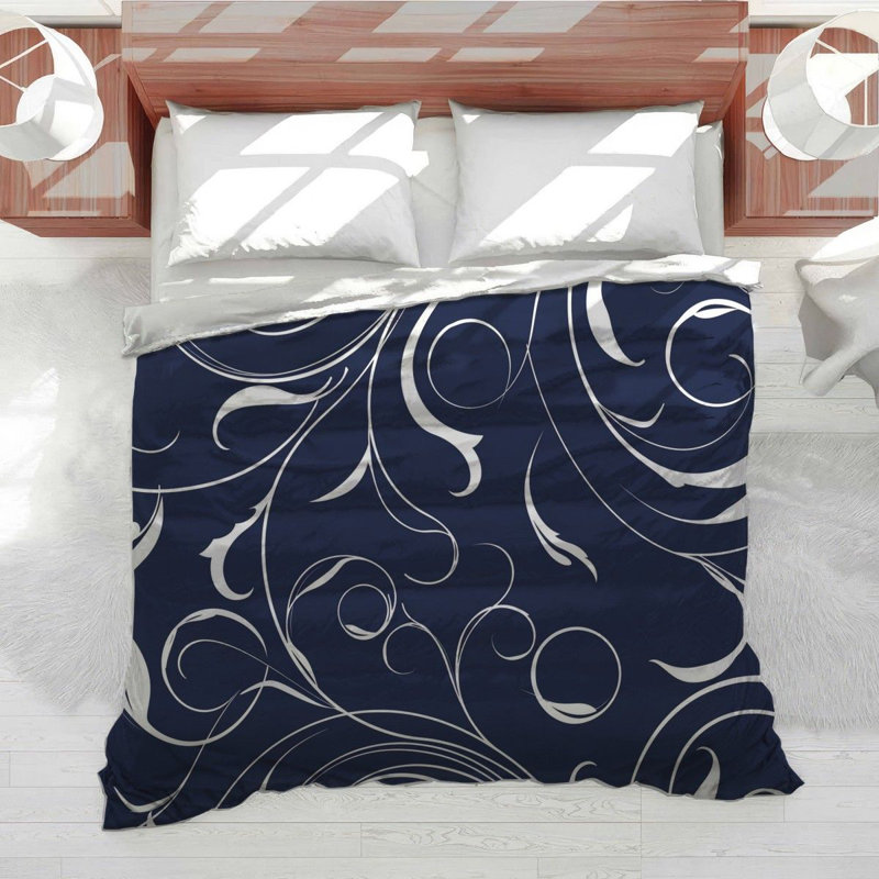 Literie en peluche à la mode, Édredon simple très long, Blanc / bleu foncé