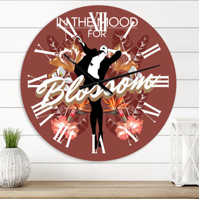 In The Mood For Blossom of Pretty Woman With Tropical Flowers - Modern wall clock