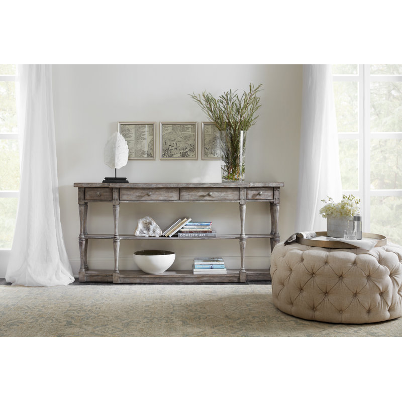 Gray Traditional 72'' Wood Console Table with Storage
