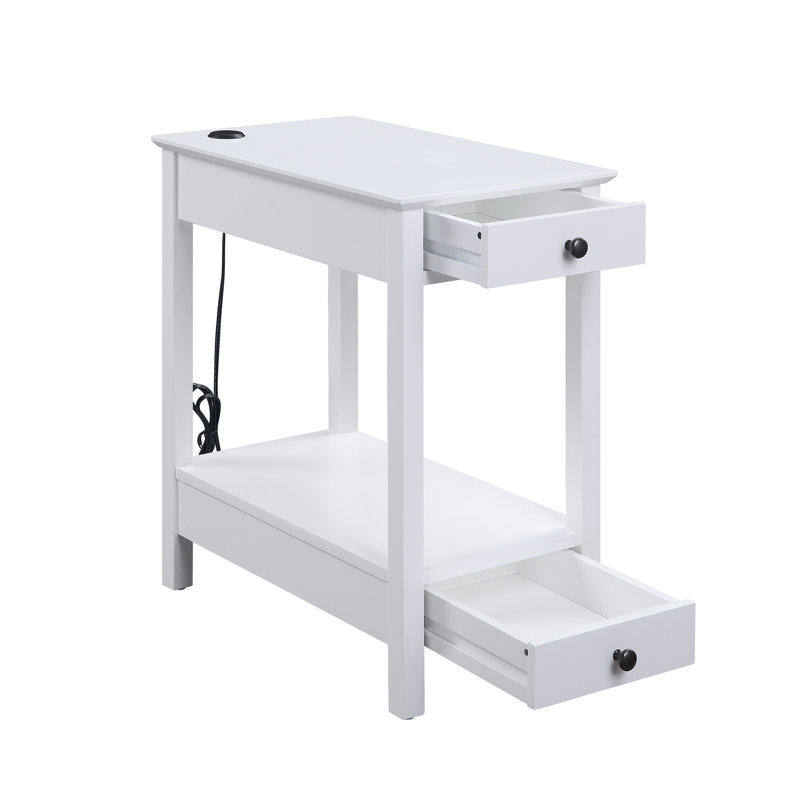 Table d'appoint Byzad à finition blanche avec USB