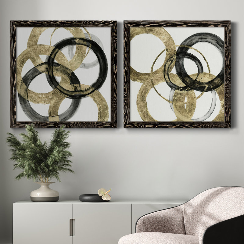 Ring I - ensemble de 2 peintures, Papier encadré noir, H 24 po x l 48 po x P 1 po