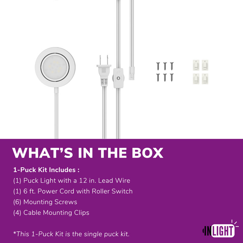 White Swivel and Dimmable LED Puck Light Kit