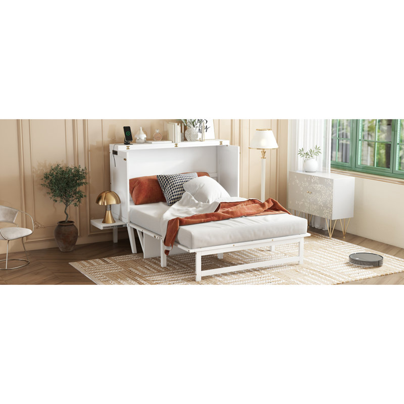 Lit escamotable double en pin massif compact de style moderne pour la maison