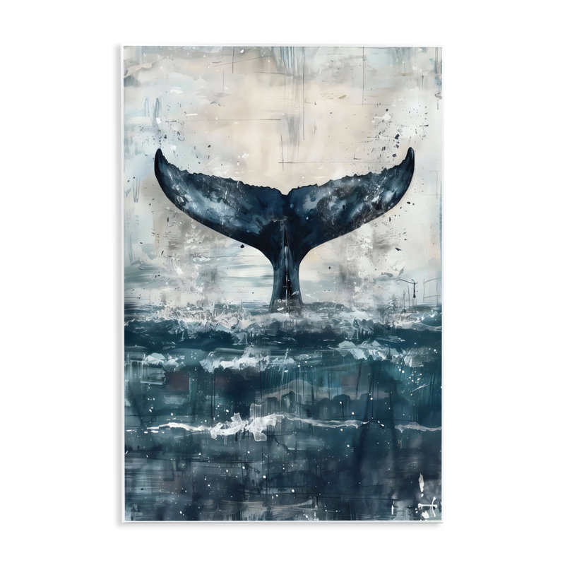 Centred Distressed Whale Tail Wall Plaque, design by LSR Design Studio, 15" H x 10" W