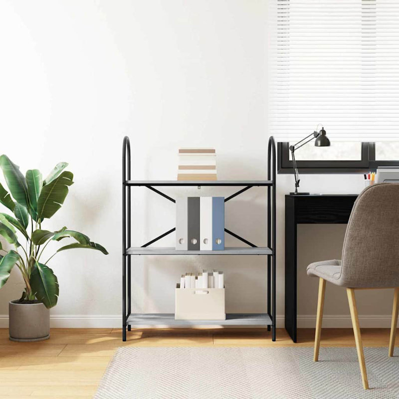 Bookshelf Engineered wood Modern Rectangular Shelving Unit Living Room, Grey Sonoma
