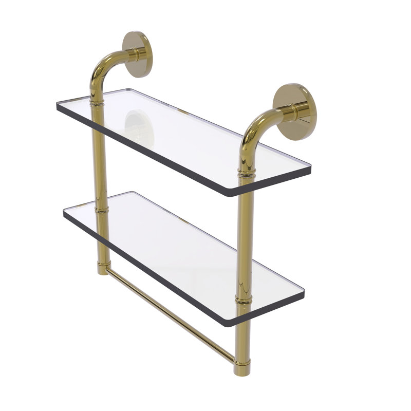Tioga 2 Piece with Towel Bar, Unlacquered Brass, 14"H x 16"W x 5"D