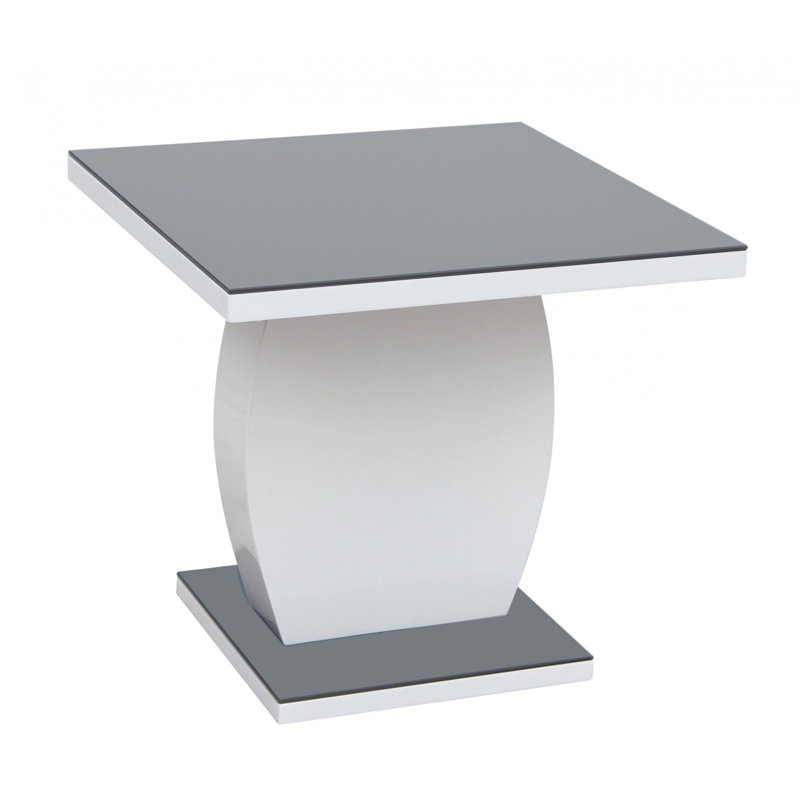 Glass Top Pedestal Square Side Table