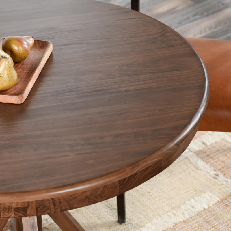 Maxwell 42'' Round Reclaimed Pine Wood Dining Table in Brown Finish