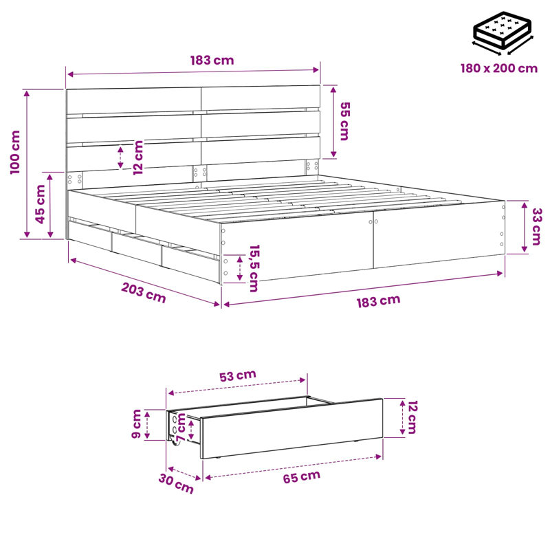 Bed Frame, Super King (6')