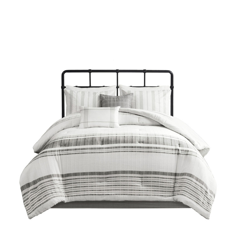 Cotton King Comforter - Grey And White For Bedroom Serenity Oversized White/grey With Pillows