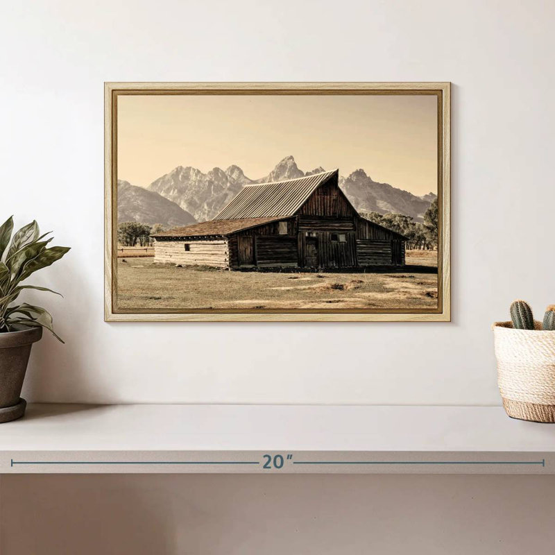 Les Tétons, Cadre flottant en bois naturel, 13 po x 9 po
