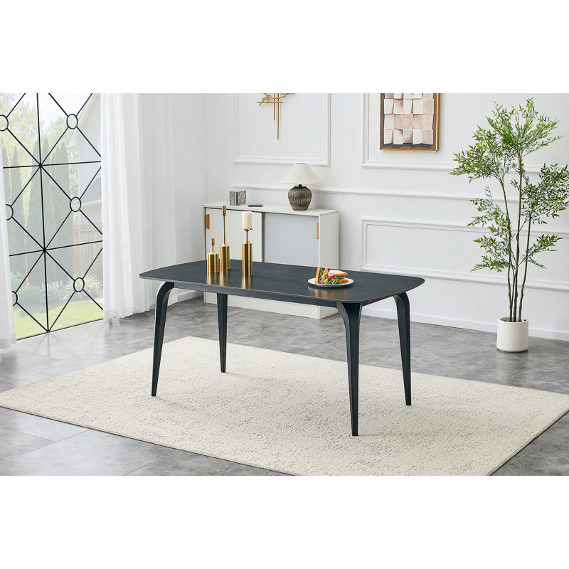 Modern Rectangular Dining Table, Premium Sintered Stone Tabletop With Sturdy Base, Heat-Resistant & Scratch-Resistant Kitchen And Dining Room Table(Pandora, 1 Table)