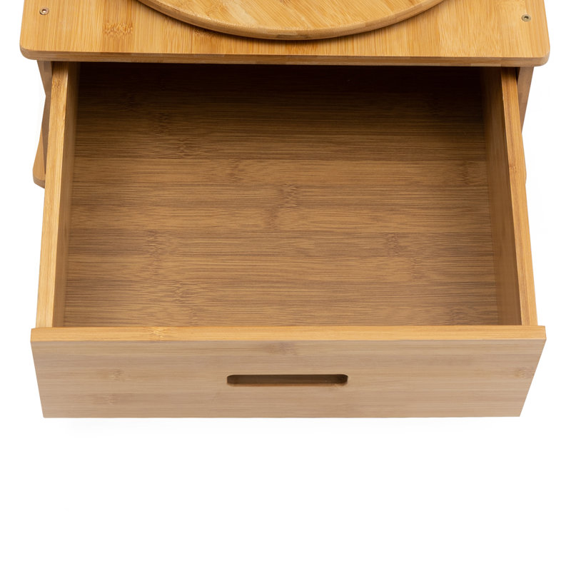 Mitthun Side Table with Rolling Wheels, Natural