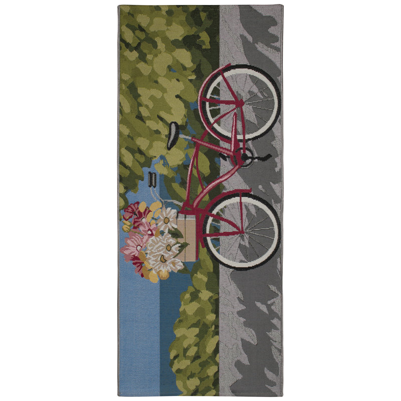 Esencia Floral Synthetic Non-Skid Kitchen Mat, Runner 1'11" x 4'11"