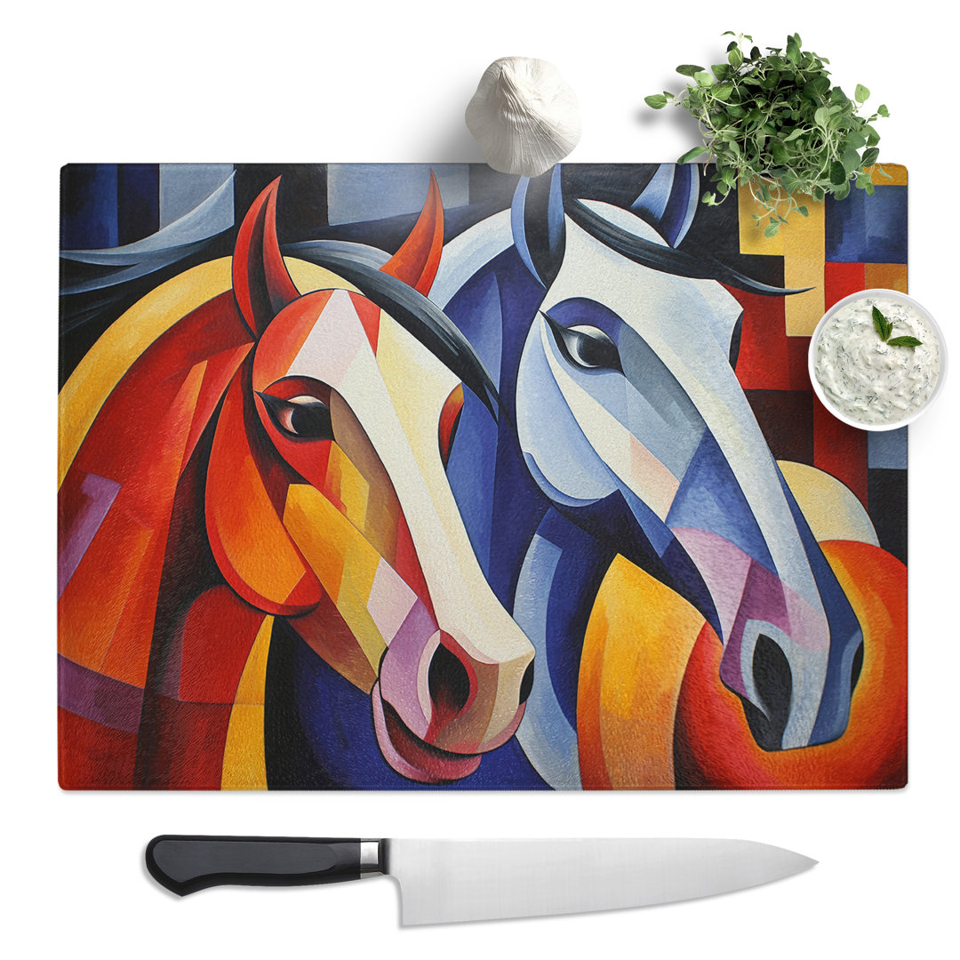 Pony Cubism  Glass Chopping Board
