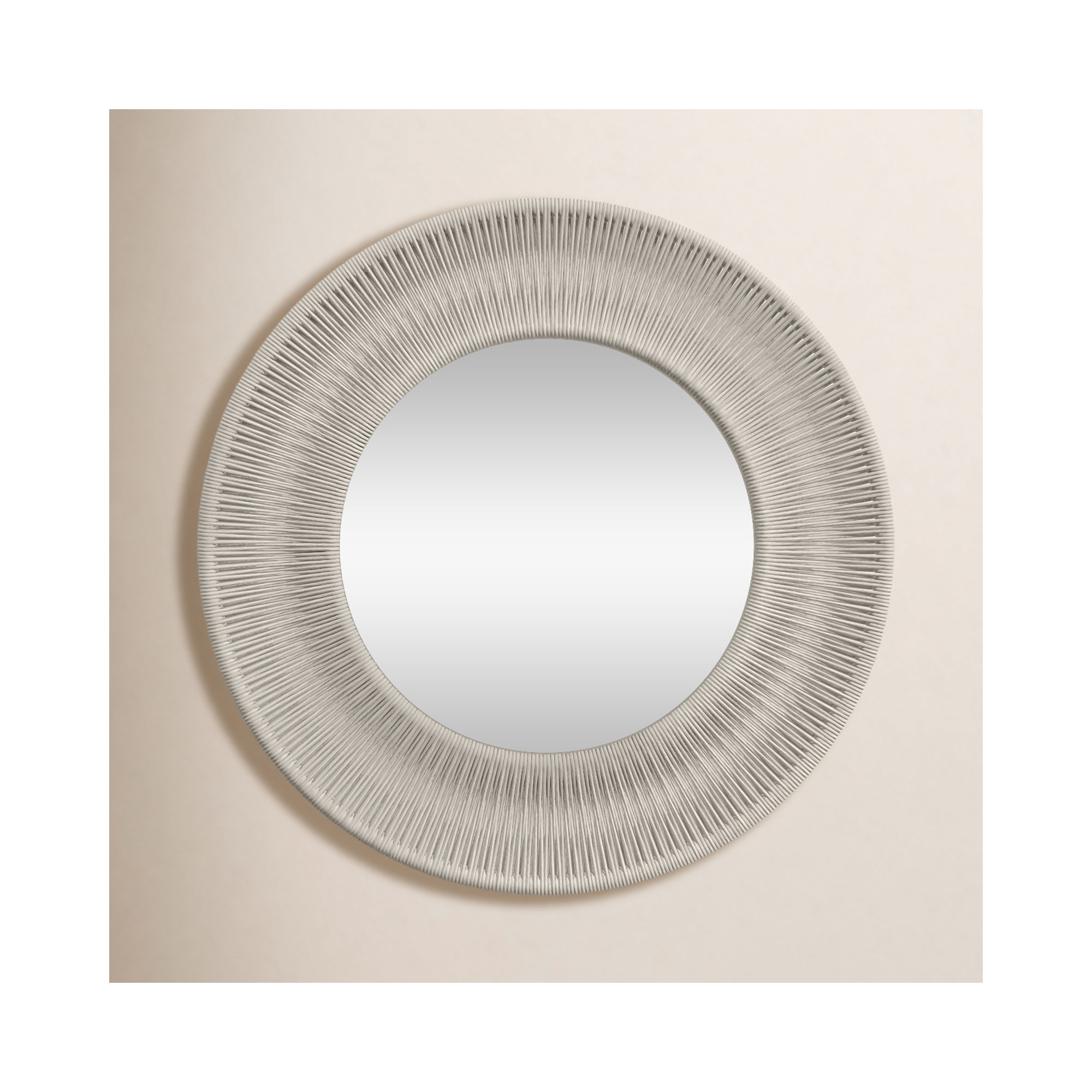Carlen Rope Round Wall Mirror, White, 33" x 33"