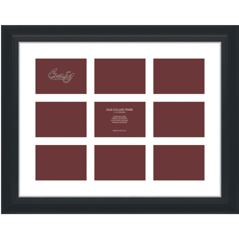 Bednarz Black Matte Picture Frame with Mat, 5" x 7", 20" x 26"