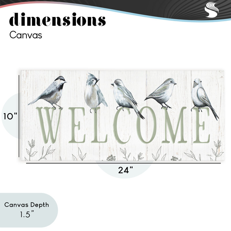 Toile délicate «Welcome Birds», conception par Elizabeth Tyndall, H 10 po x l 24 po