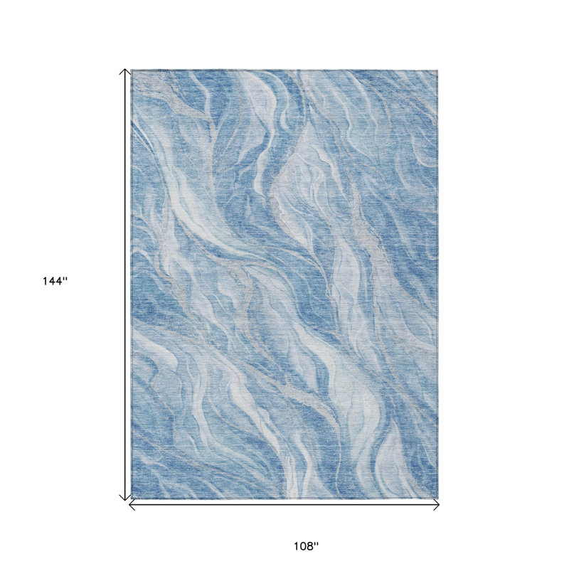 Tapis intérieur lavable abstrait bleu denim et bleu ciel 9 pi x 12 pi HomeRoots
