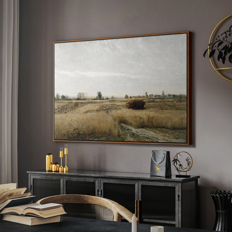 Paysage rétro - DCLxxxx, Toile encadrée noyer flottant, H 27 po x l 41 po x P 2 po