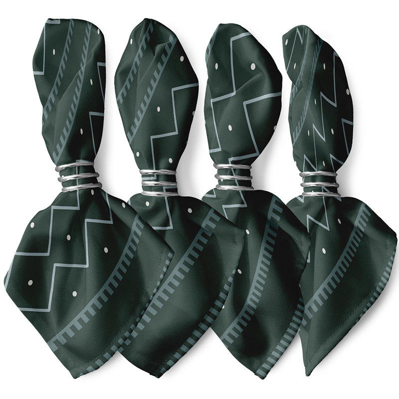 Beckey Mudcloth Napkins, Dark Green