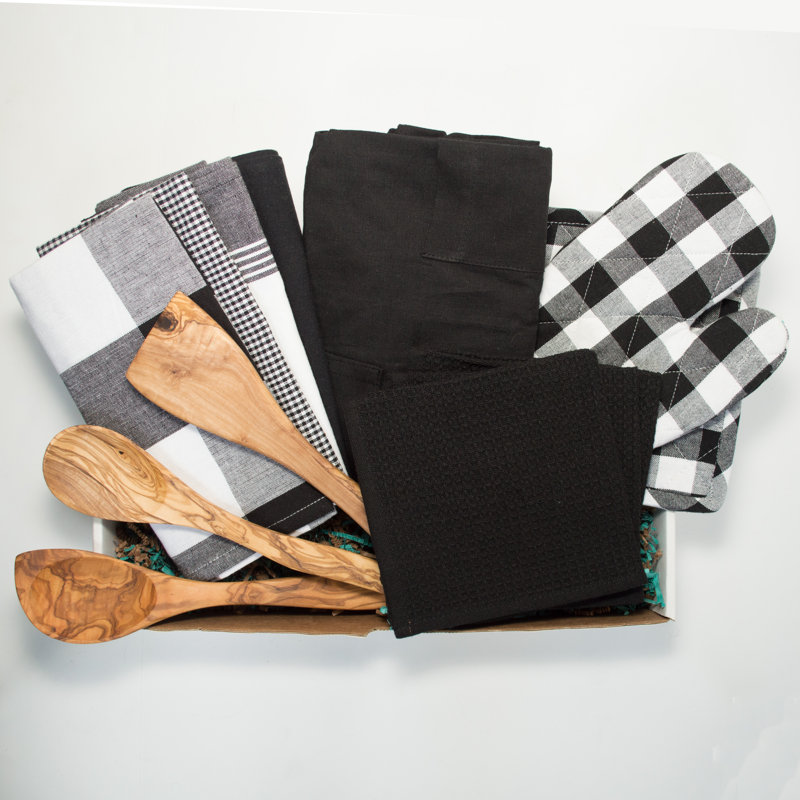 Kitchen Towel Linen Set, Black/White