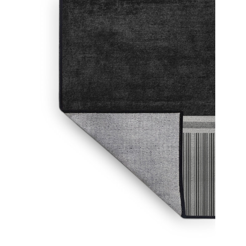 Tapis rayé gris lavable à la machine Carlstadt, Rond 4 pi