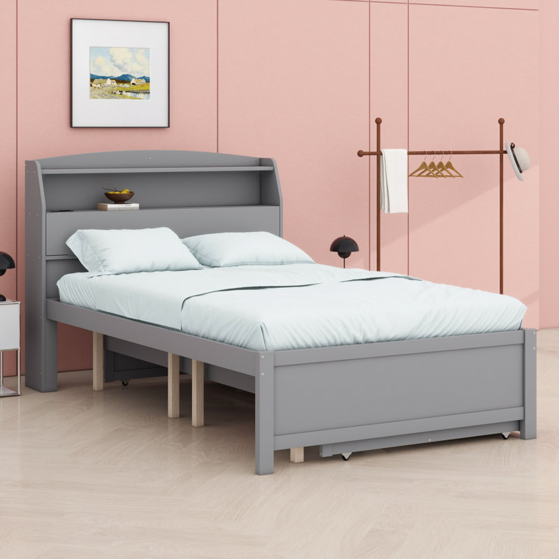 Vilene Bookcase Bed, Gray, Full / Double