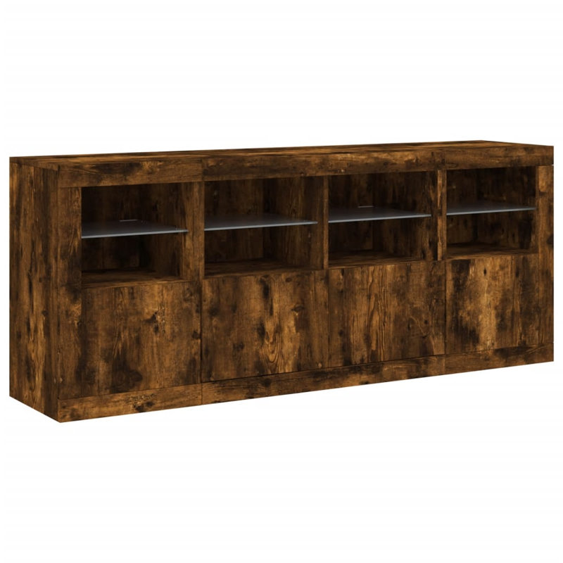 Azriella 163 cm W Glass Sideboard, 67cm H x 163cm W x 37cm D, Smoked Oak