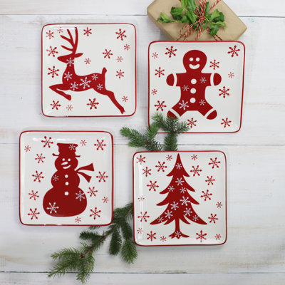 Winterfest 8-Inch Salad Plates Dessert Plates 4 Pcs