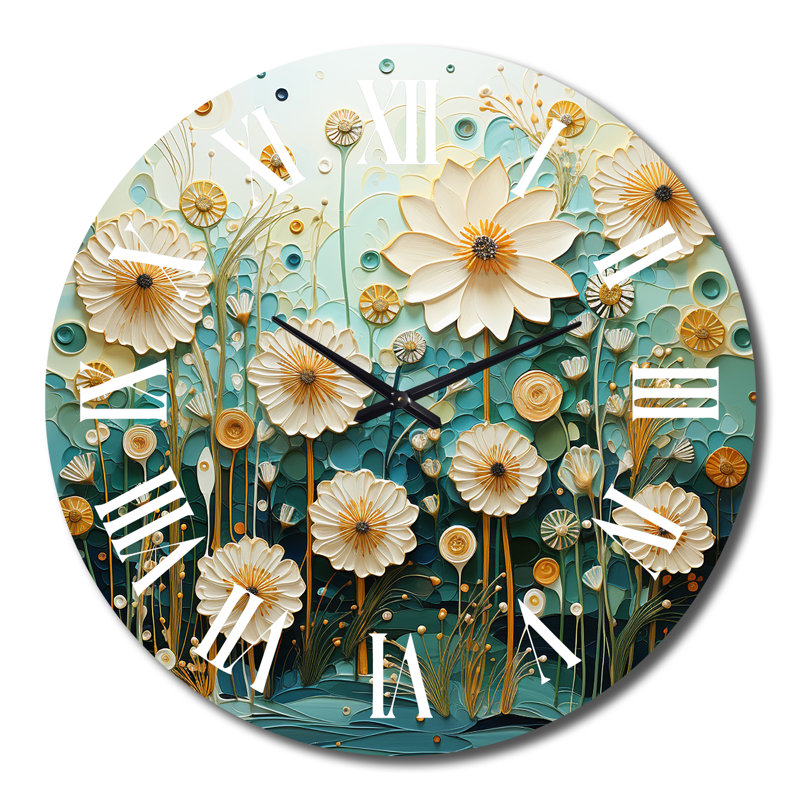 Horloge murale verte et bleue Tranquil Oasis III - Abstract Botanicals, Grand