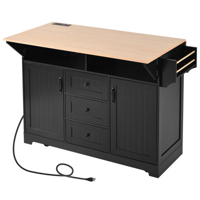 55.7'' Large Kitchen Island With 2 Drop Leaf