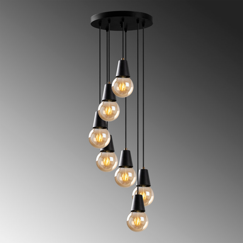 Randles 7 - Light Cluster Pendant, Black