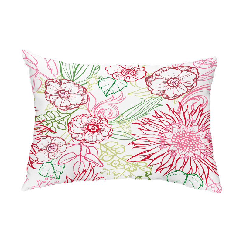 Housse de coussin rectangulaire d'extérieur Zentangle, Rouge