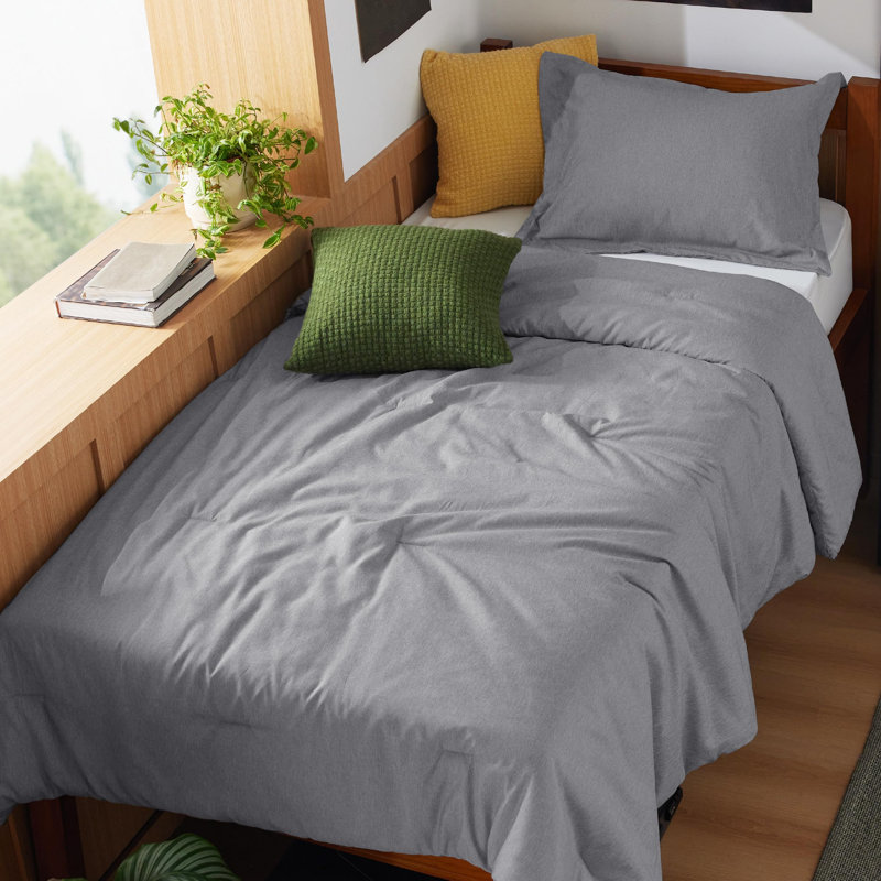 Bedsure Comforter Set - Soft Bedding for All Seasons, Cationic Dyed Bed Set, Dark Gray, Cal King Comforter + 2 Pillow Shams