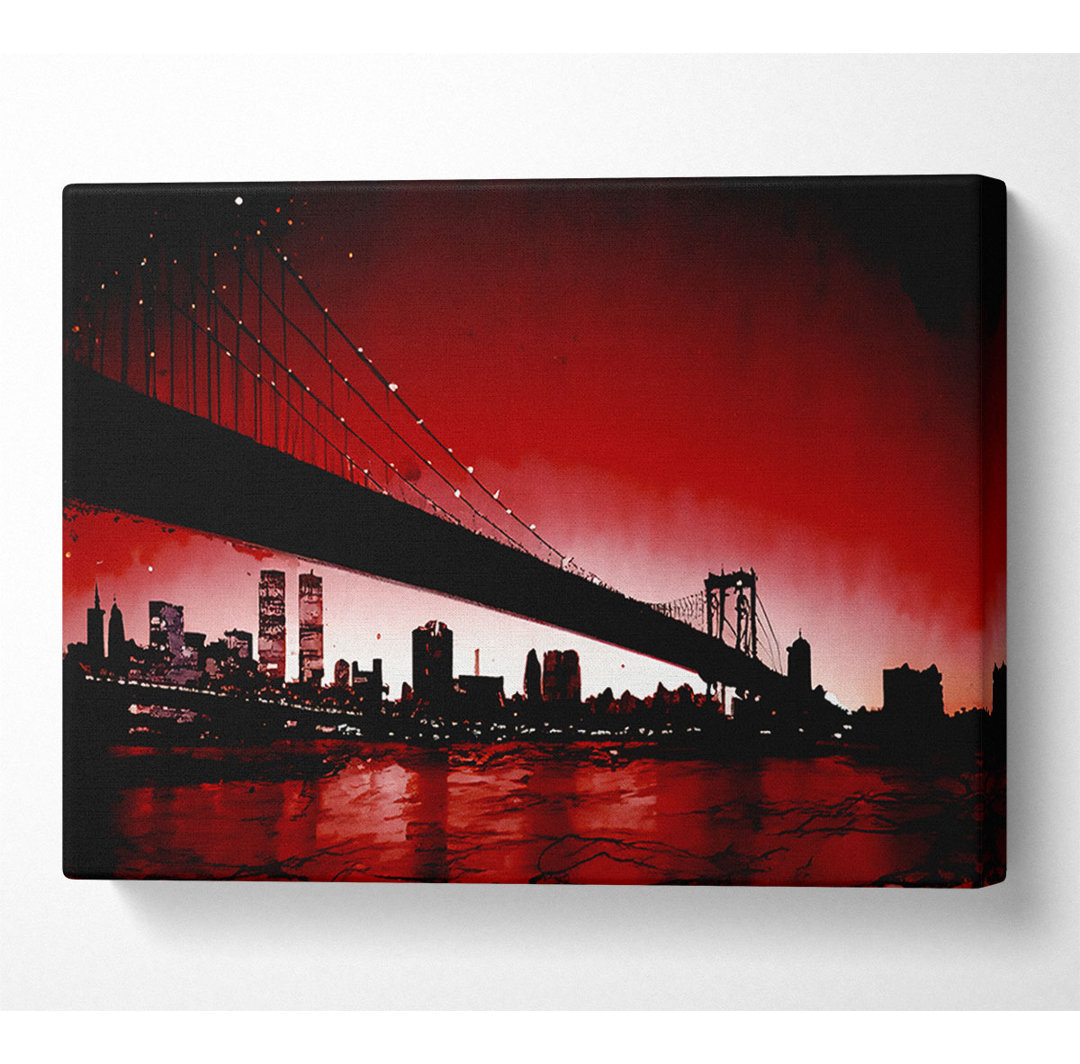 New York City Afar Red - Kunstdrucke auf Leinwand