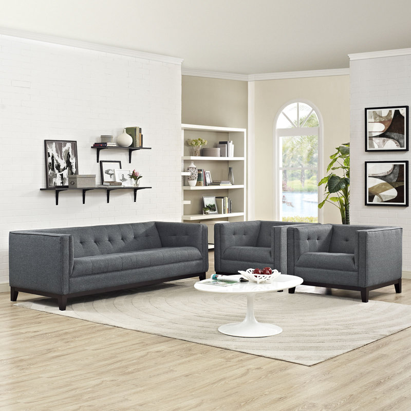 Modway Serve Tufted Armchairs, Gray Performance Velvet