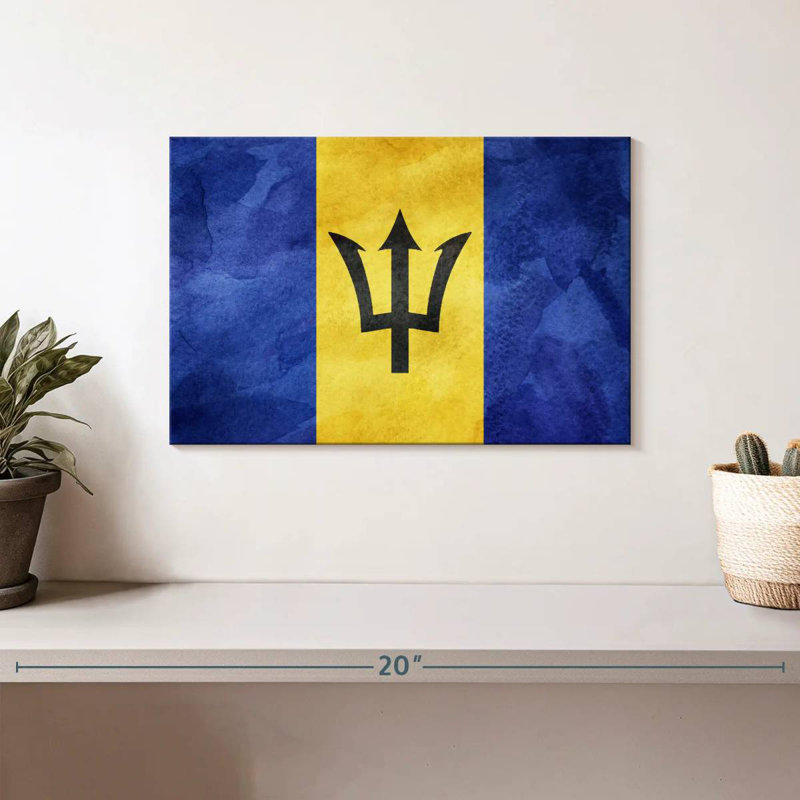 Drapeau Borges Caraïbes Barbade, H 8 po x l 12 po