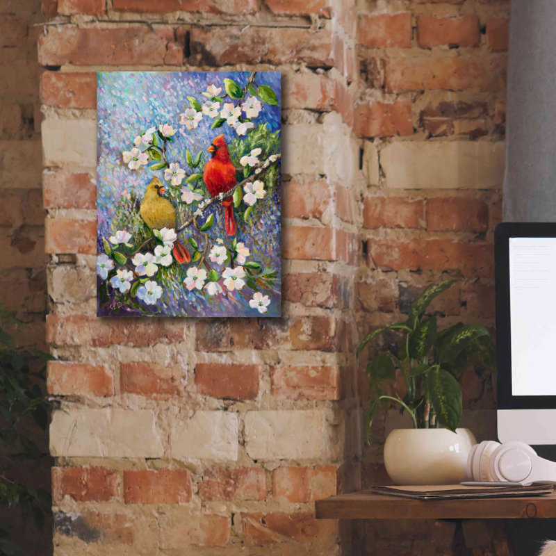 «Cardinal Impressions» par Sarah Davis, art mural sur toile, H 16 po x l 12 po x P 0,75 po