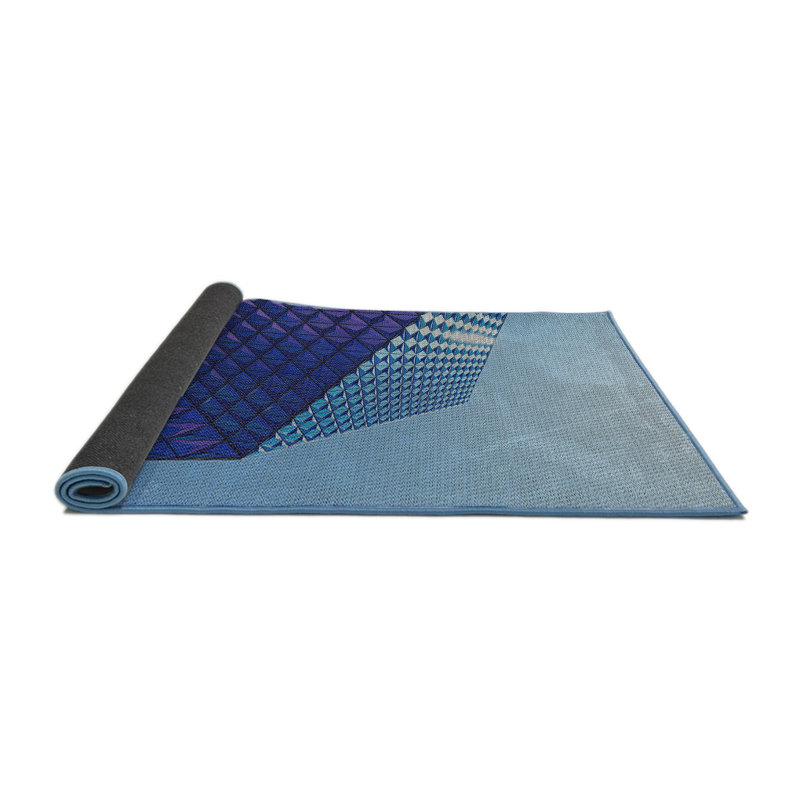 Tapis bleu/mauve à tisser électrique, Rond 3 pi