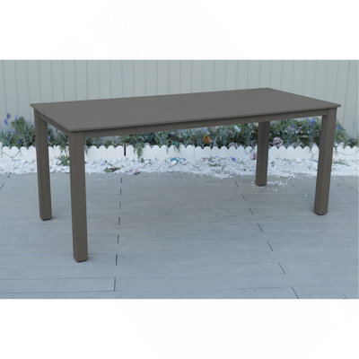 A Wooden Textured Imitation Wood Dining Table, Simple Yet With A High Quality Feel. It Has A Small Tabletop And Is Perfect For Outdoor Picnics. Charcoal Gray, 68.9 Inches
