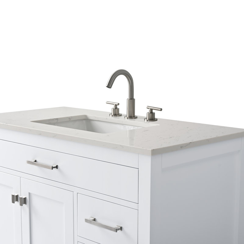 Trevor 42" W Single Vanity, White/Brushed Nickel