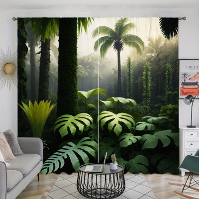 Rideau filtrant la lumière de la forêt tropicale luxuriante 2PCS