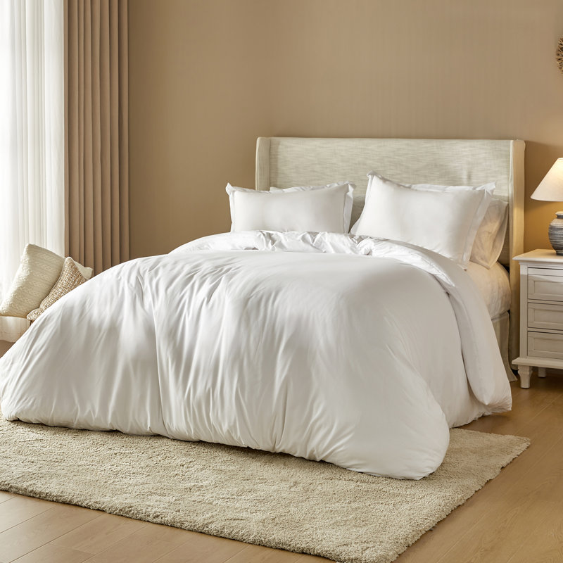 Duvet Cover Set Polyester Duvet Cover & Pillowcases, Full Duvet Cover + 2 Standard Shams, White